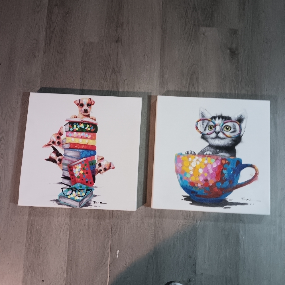 Colorful Animal Art Canvas Set NWOT
